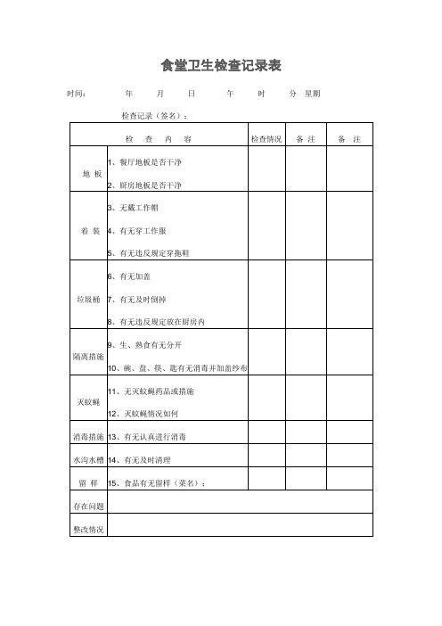 食堂卫生检查记录表