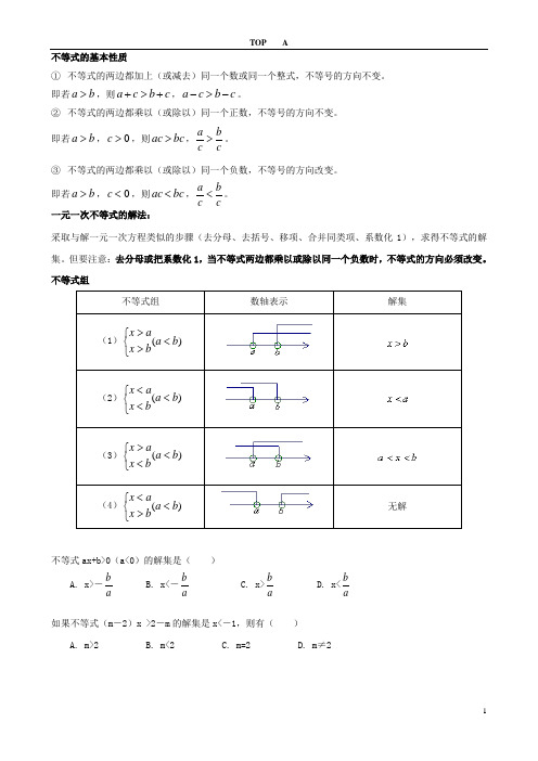 新人教 一元一次不等式及不等式组 提高训练 含答案