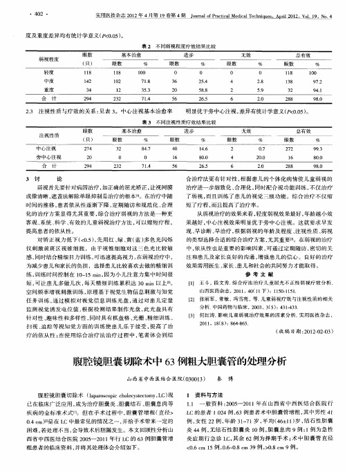 腹腔镜胆囊切除术中63例粗大胆囊管的处理分析