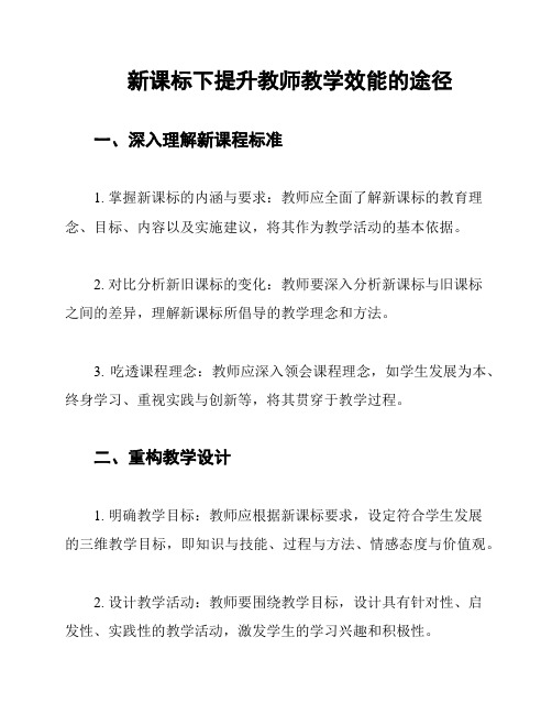 新课标下提升教师教学效能的途径