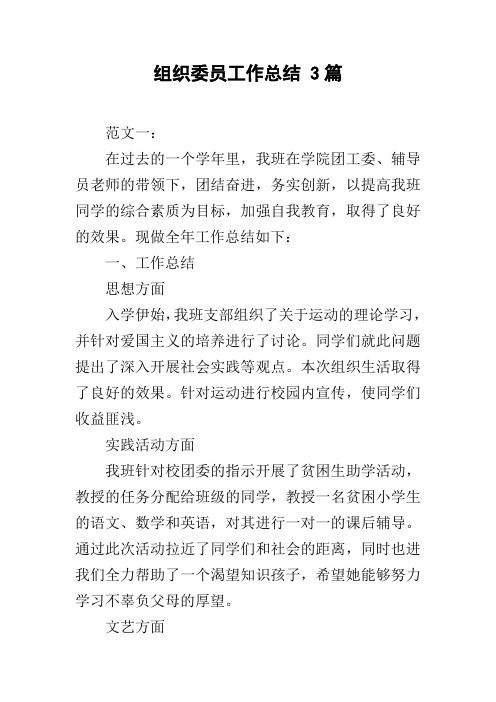 组织委员工作总结 3篇