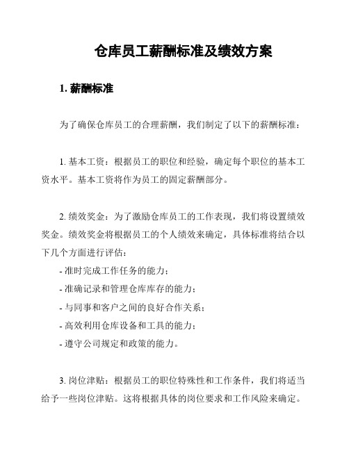 仓库员工薪酬标准及绩效方案