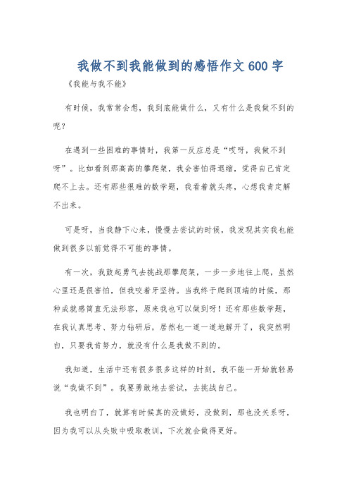 我做不到我能做到的感悟作文600字