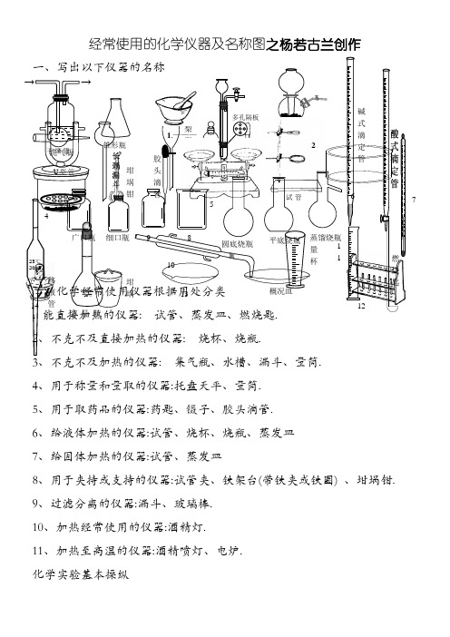 常用的化学仪器及名称图