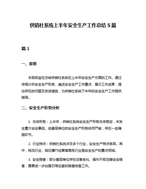 供销社系统上半年安全生产工作总结5篇