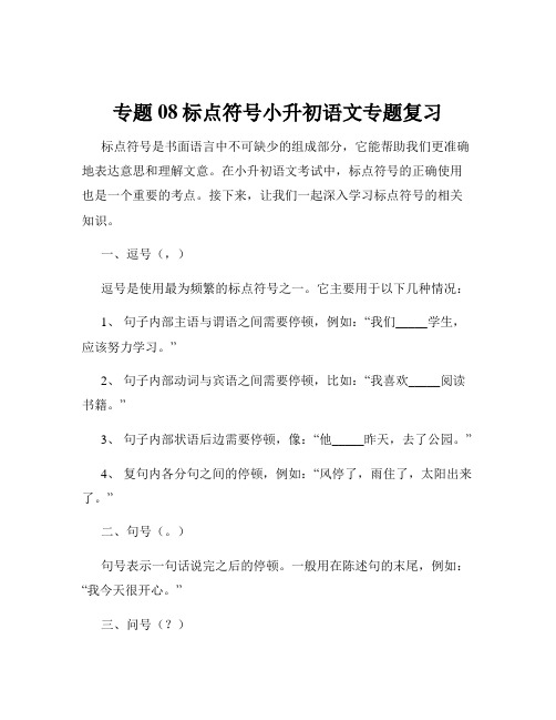 专题08标点符号小升初语文专题复习