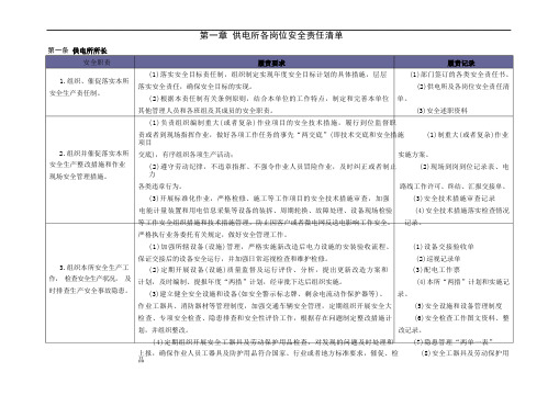 供电所各岗位安全责任清单