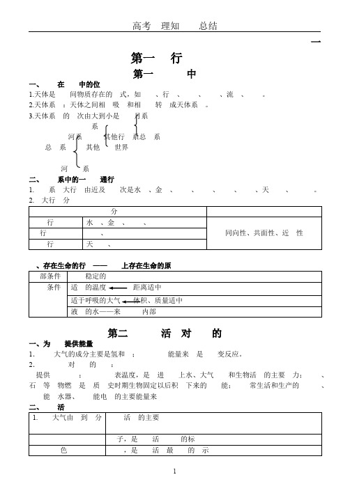 高中地理必修一知识点总结(全)