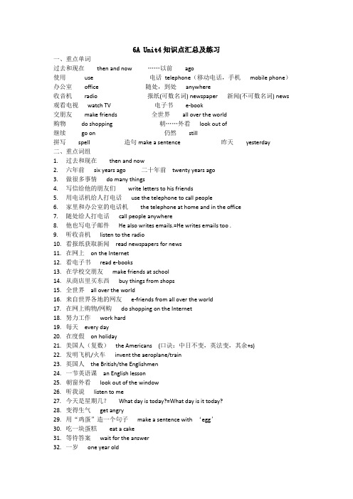 [译林版]6A Unit4知识点汇总及练习