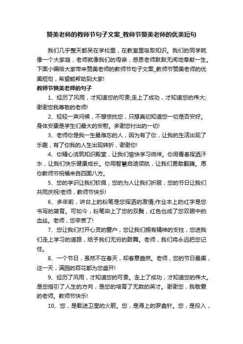 赞美老师的教师节句子文案_教师节赞美老师的优美短句