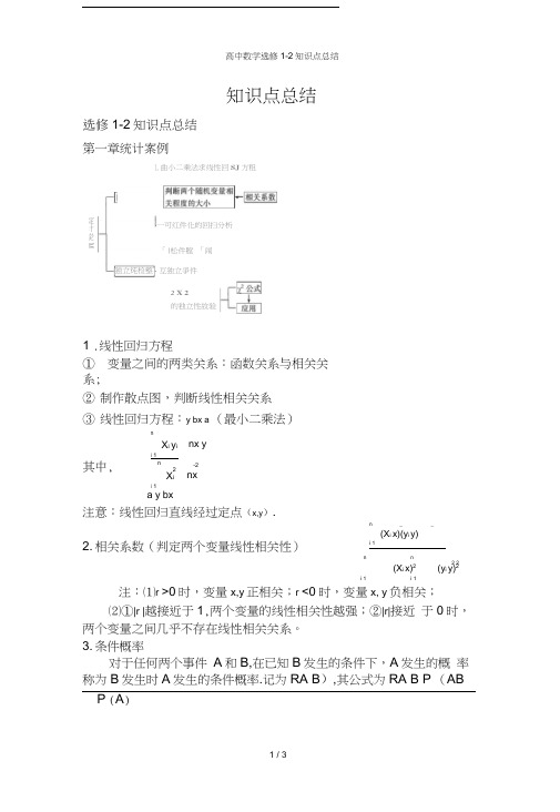 高中数学选修1-2知识点总结