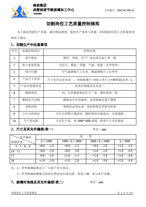 切割岗位工艺质量控制规程