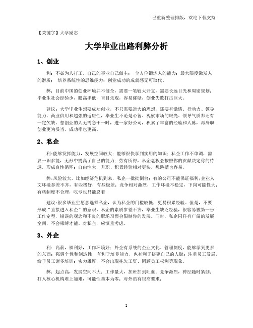 【大学励志】大学毕业出路利弊分析