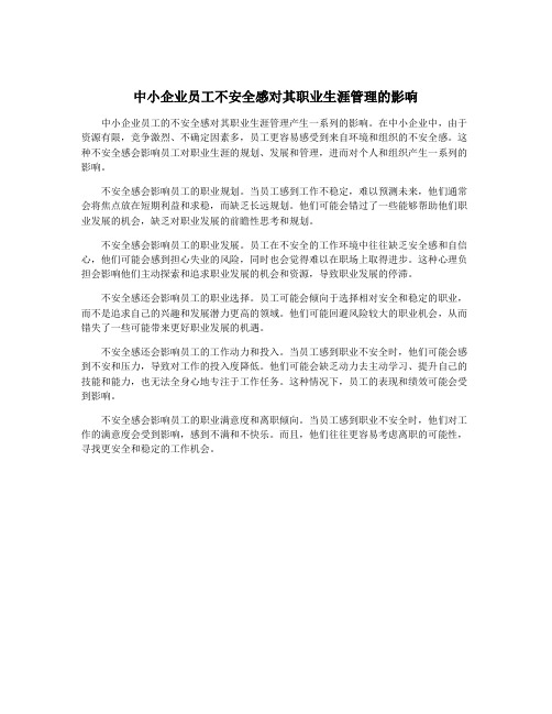 中小企业员工不安全感对其职业生涯管理的影响