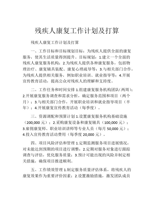 残疾人康复工作计划及打算