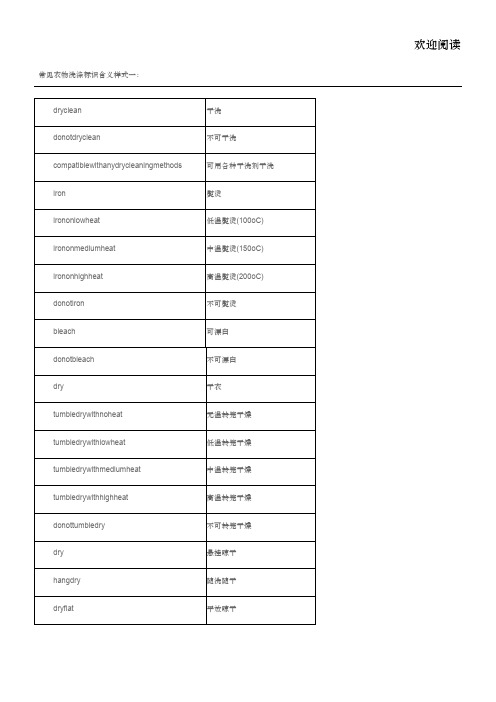 衣物洗涤标志-水洗标符号说明-最齐的版本