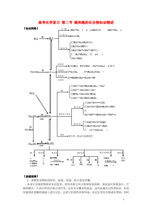 高考化学复习 第二节 硫和硫的化合物知识精讲