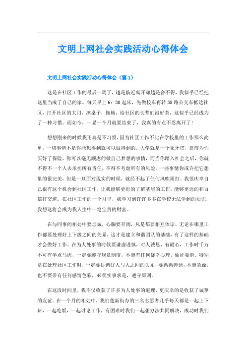 文明上网社会实践活动心得体会