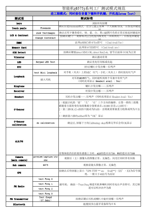 智能机工厂模式测试规范(6575)