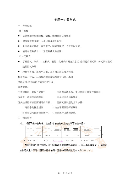 专题1数与式学生版——陟乃赋老师中考二轮精品资料