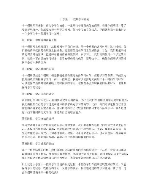 小学生十一假期学习计划