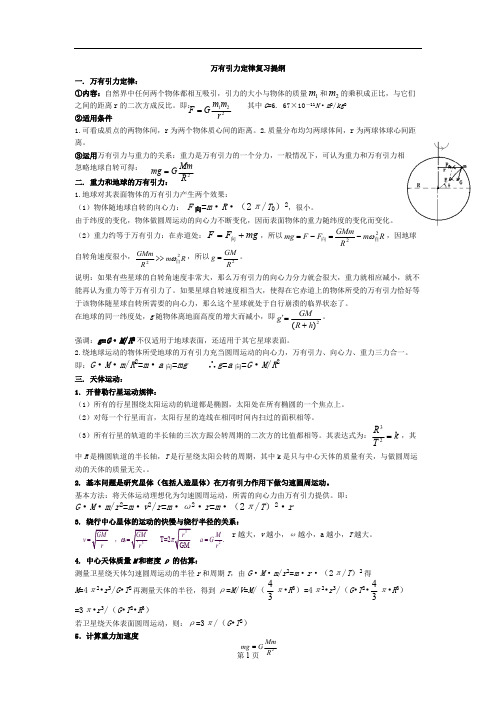 (完整版)万有引力与航天知识点总结