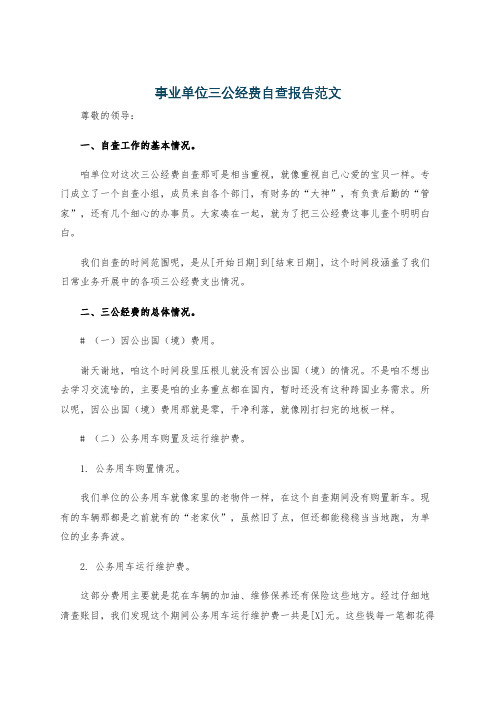 事业单位三公经费自查报告范文