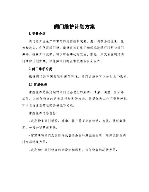 阀门维护计划方案