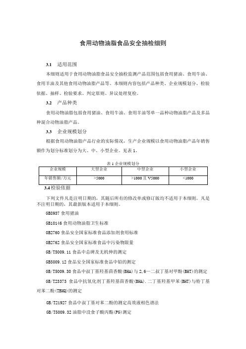 食用动物油脂食品安全抽检细则