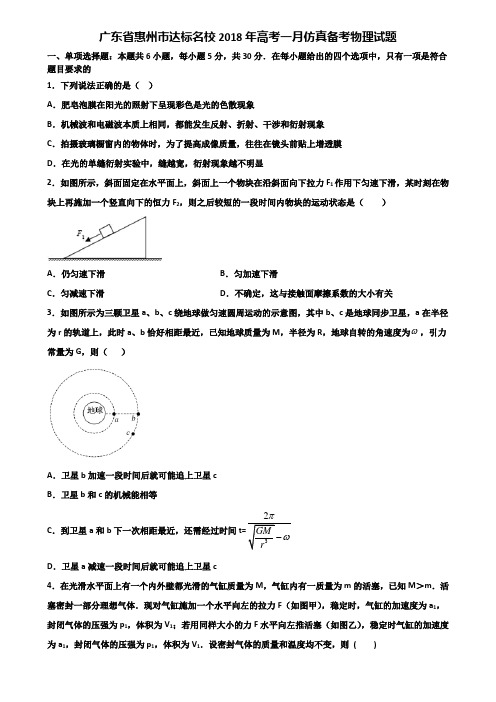 广东省惠州市达标名校2018年高考一月仿真备考物理试题含解析