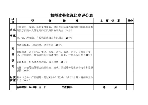 教师读书交流评分细则表