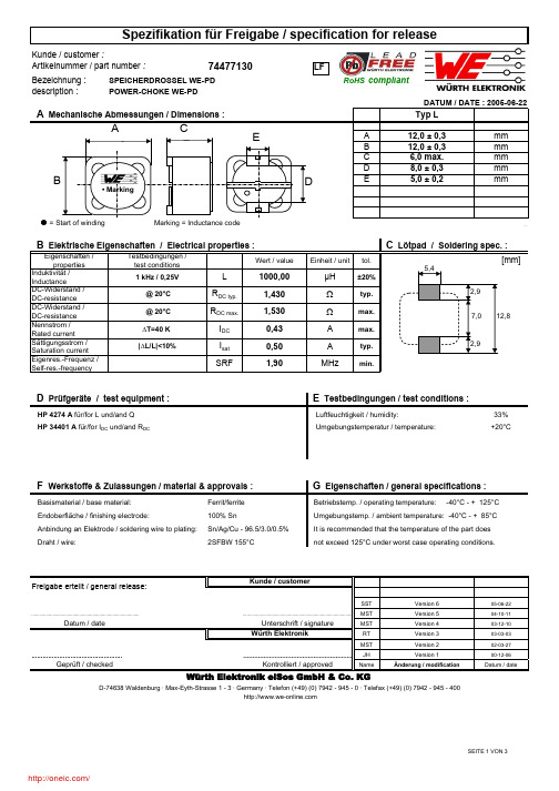 74477130;中文规格书,Datasheet资料