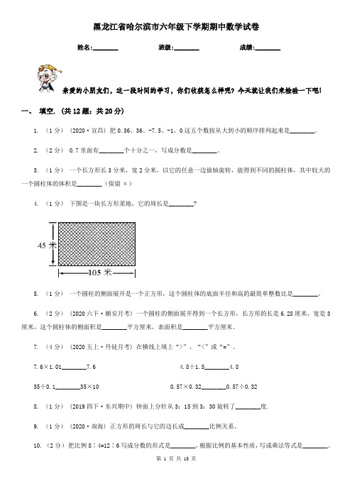 黑龙江省哈尔滨市六年级下学期期中数学试卷