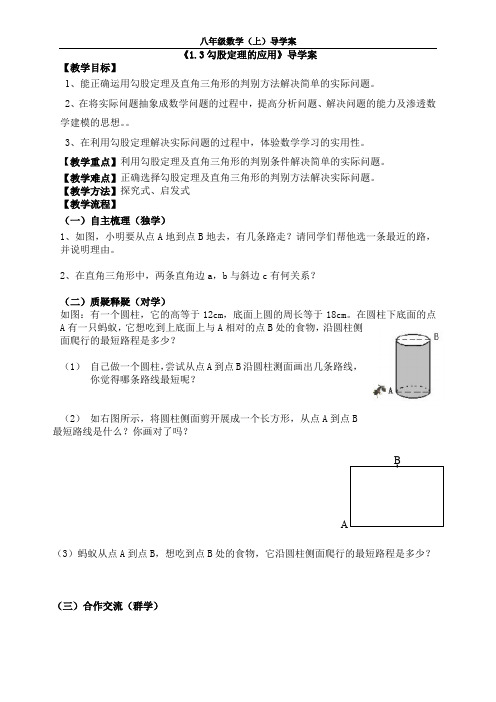 1.3勾股定理的应用-导学案