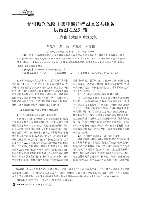 乡村振兴战略下集中连片特困区公共服务供给困境及对策——以湖南