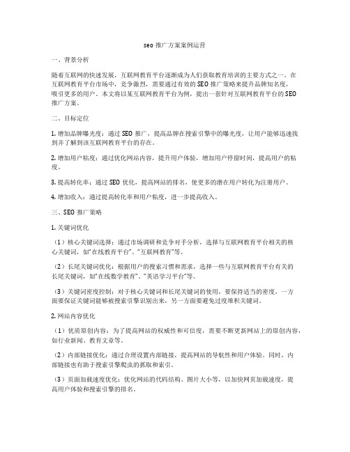 seo推广方案案例运营