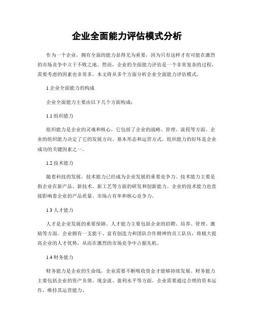 企业全面能力评估模式分析