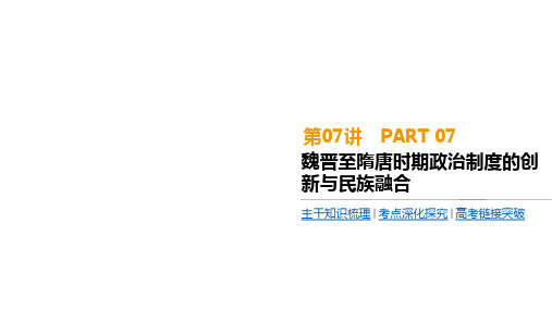 2020届高考一轮复习通史版历史课件：第3单元  第7讲 魏晋至隋唐时期政治制度的创新与民族融合