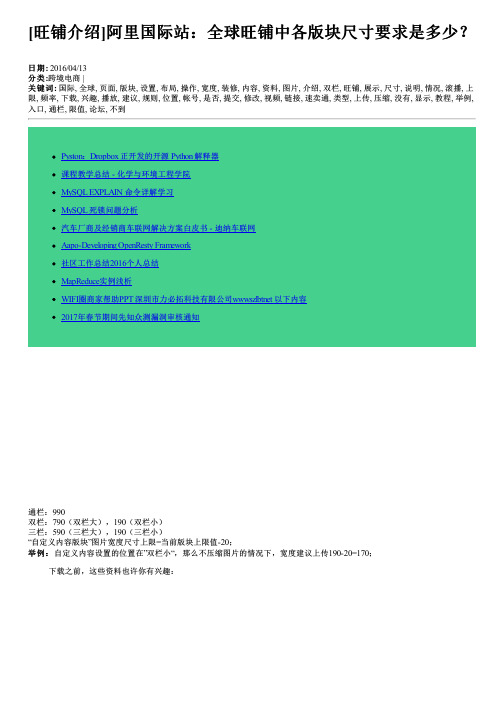 [旺铺介绍]阿里国际站：全球旺铺中各版块尺寸要求是多少？