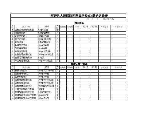 精麻药品盘点养护表