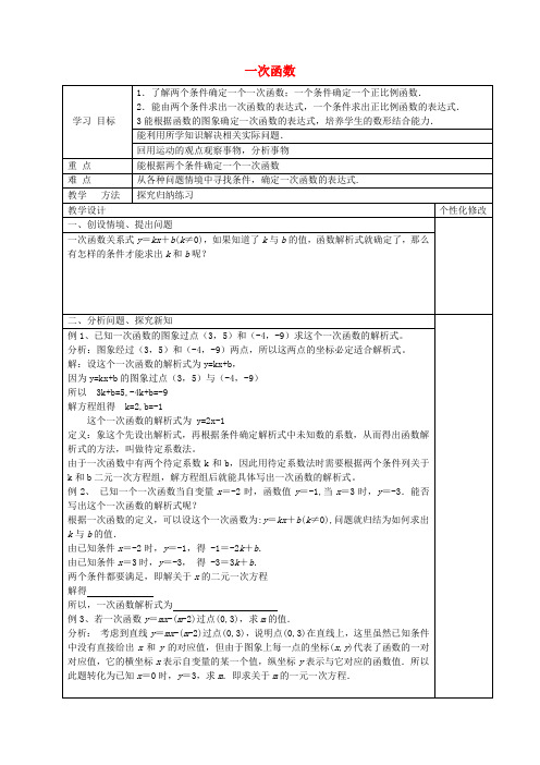 八年级数学下册 19.2.2 一次函数(第3课时)导学案3(无答案)(新版)新人教版