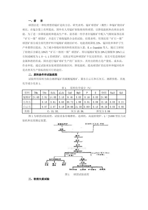 锰矿综合性球团矿的试验研究