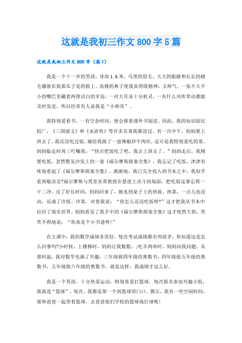 这就是我初三作文800字5篇