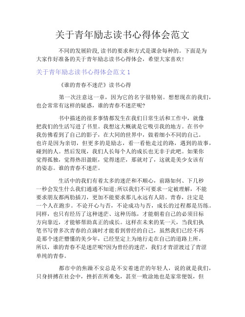 关于青年励志读书心得体会范文3篇