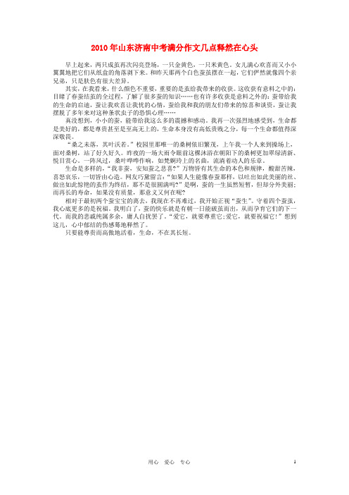 山东省济南中考语文 满分作文 人教新课标版