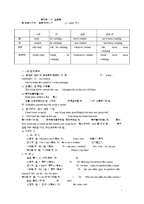 (完整word版)高中英语八大时态总结及习题,推荐文档