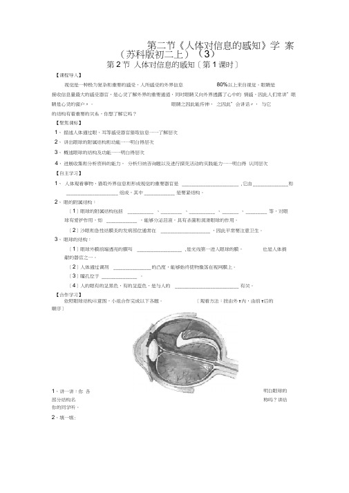 第二节《人体对信息的感知》学案(苏科版初二上)(3)