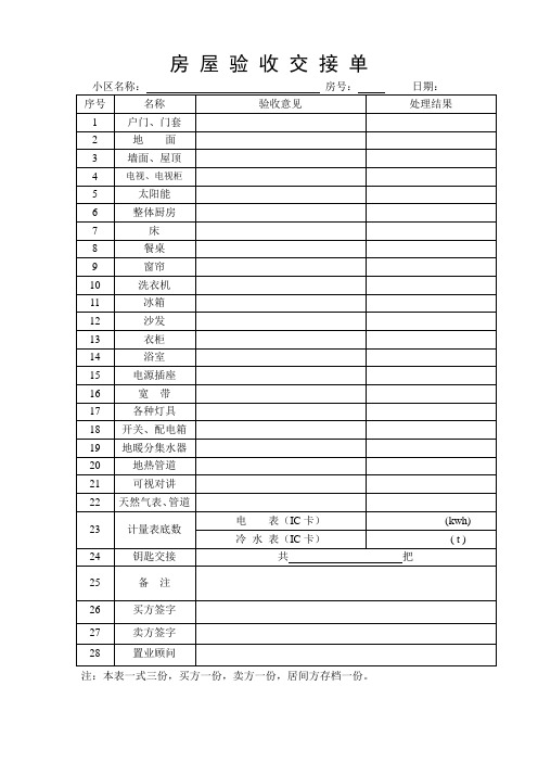 房屋验收交接单