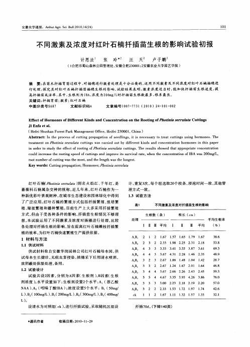 不同激素及浓度对红叶石楠扦插苗生根的影响试验初报