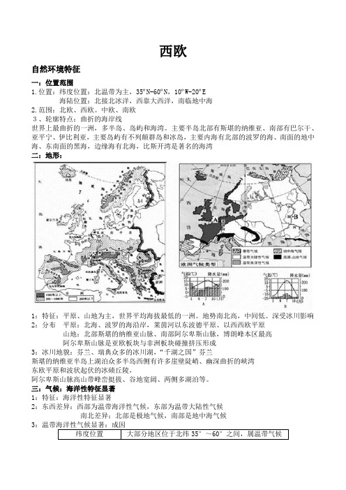 世界地理欧洲西部知识总结